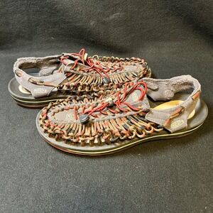 Keen Uneek Sandals Men 12 Brown Red Multi Corded Lace Up 1014620